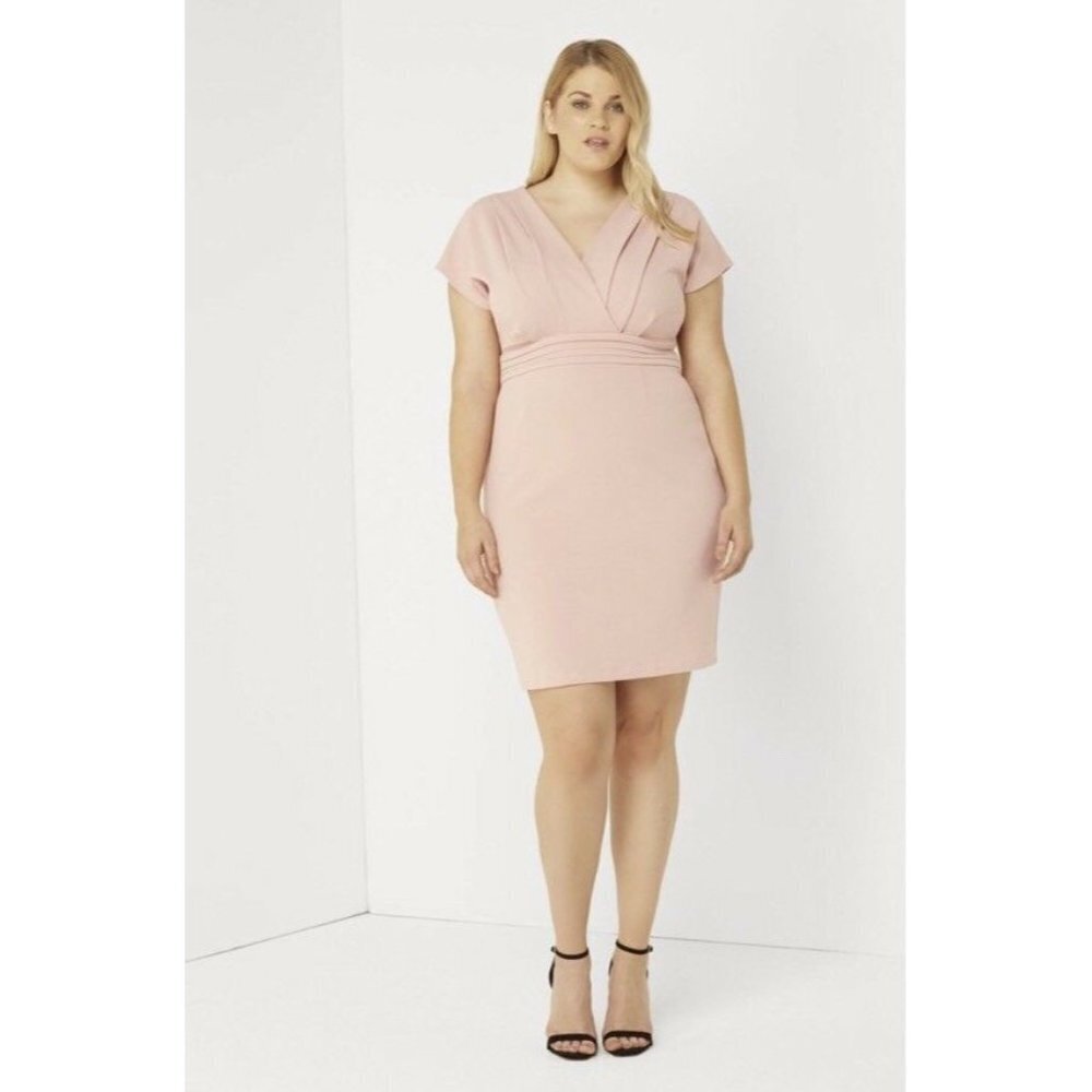 Paper Dolls Rose Pleat Kimono Dress Pencil V-Neck